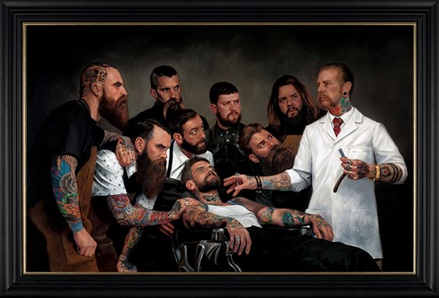 The Shaving Lesson of Frank Rimer by Vincent Kamp - Framed Limited Edition Stretch Canvas